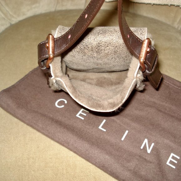 VTG Auth CELINE Iconic Triomphe CE00/22 Shearling Mini Crossbody Bag - Picture 9 of 9